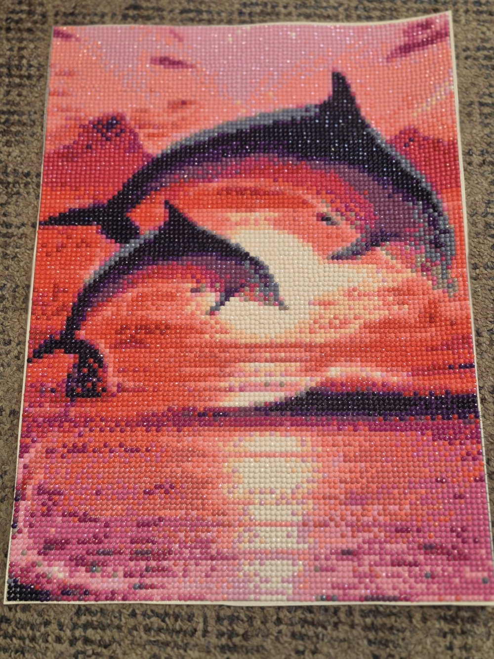 Pink & Purple Dolphin Sunset Wall Art
